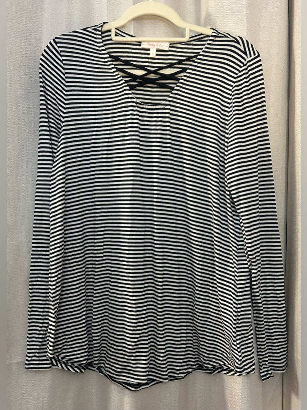 Hailey & Co. black and white striped long-sleeve tunic